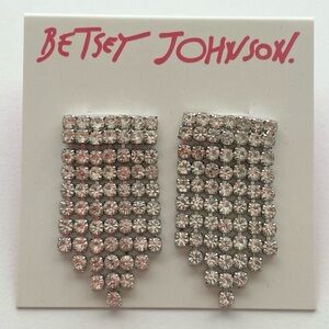 Betsey Johnson Crystal Short Chandelier Earrings in Silver (NWT)